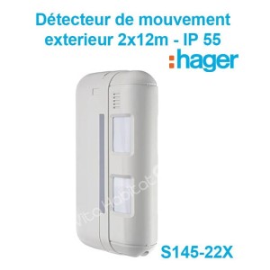 Détecteur de mouvement exterieur 2x12m- special animaux - Façade - IP 55 - S145-22X - Logisty Hager - pile lithium fournie