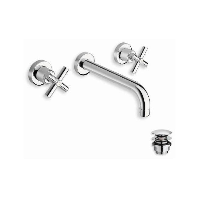 LAVABO EXECUTIVE MURAL  SMALL 3 TROUS CHROME + Vidage SANS MECANISME - CRISTINA ONDYNA EV24251