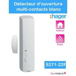 Détecteur d'ouverture multi-contacts - S271-22F - blanc - Logisty Hager - pile lithium fournie