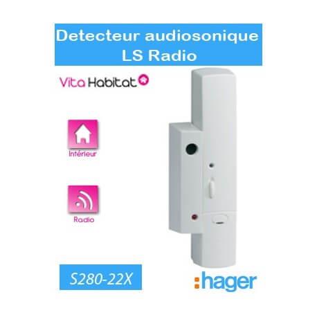Détecteur audiosonique de bris de vitre - LS radio - S280-22X - Logisty Hager - pile lithium fournie