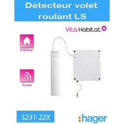 Détecteur d'ouverture pour volet roulant - blanc - S231-22X - Logisty Hager - pile lithium fournie