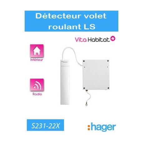 Détecteur d'ouverture pour volet roulant - blanc - S231-22X - Logisty Hager - pile lithium fournie