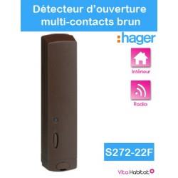 Détecteur d'ouverture multi-contacts - S272-22F - Brun - Logisty Hager - pile lithium fournie