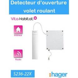 Détecteur d'ouverture pour volet roulant - marron brun - S236-22X - Logisty Hager - pile lithium fournie
