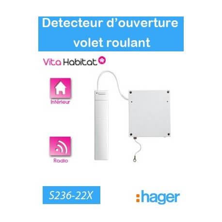 Détecteur d'ouverture pour volet roulant - marron brun - S236-22X - Logisty Hager - pile lithium fournie