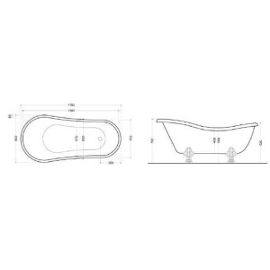 BAIGNOIRE RETRO RESINE BLANC AVEC PATTES DE LION METAL CHROME - CRISTINA ONDYNA WPG1051