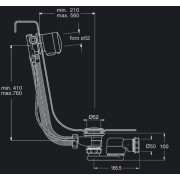 VIDAGE REMPLISSAGE BAIGNOIRE PAR TROP PLEIN  LAITON  58 CM NOIR - CRISTINA ONDYNA VE26313
