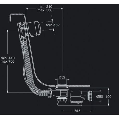 Vidage automatique remplissage Chromé par le trop-plein - CRISTINA ONDYNA VE26351