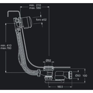 Vidage automatique remplissage Chromé par le trop-plein - CRISTINA ONDYNA VE26351