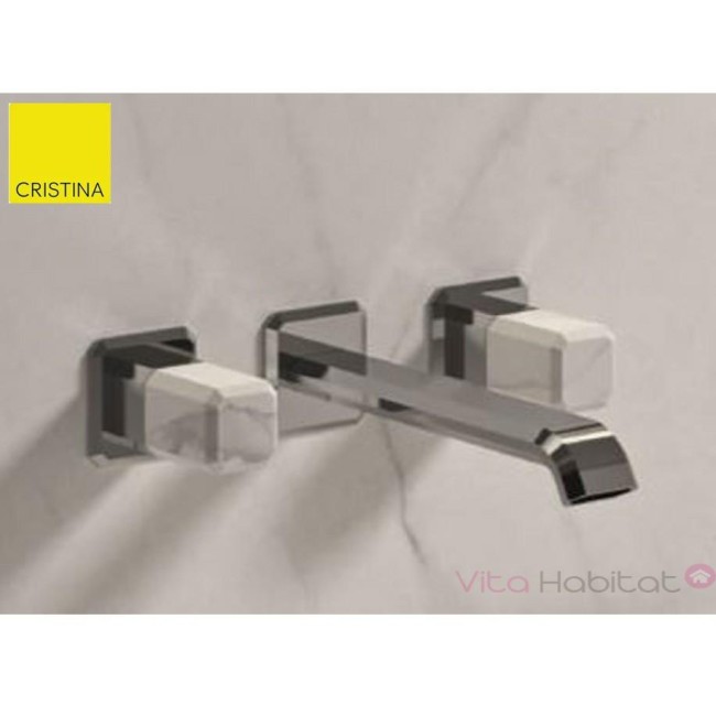 Mélangeur régular encastré pour lavabo ITALY  Chromé et poignée Calacatta brillant + Vidage - CRISTINA ONDYNA IT24251CC