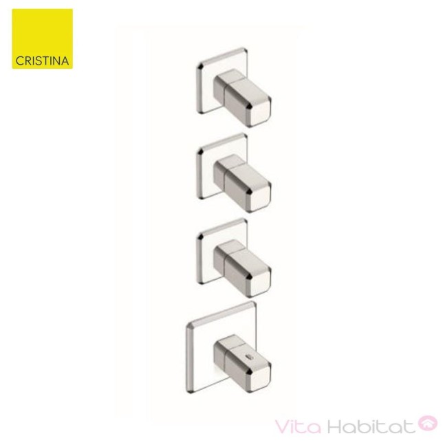 Façade mitigeur thermostatique encastré pour douche ITALY Chromé + Plaque laiton -  CRISTINA ONDYNA IT77351