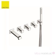 Façade mélangeur encastré 5 trous pour bain/douche ITALY Chromé + douchette - CRISTINA ONDYNA IT16551