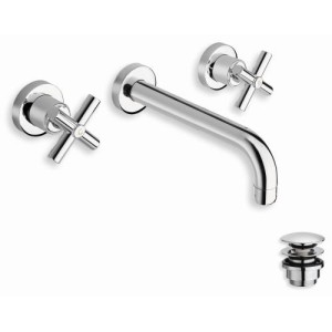 LAVABO EXECUTIVE MURAL  3 TROUS SAILLIE 225 CHROME + Vidage  - CRISTINA ONDYNA EV24151