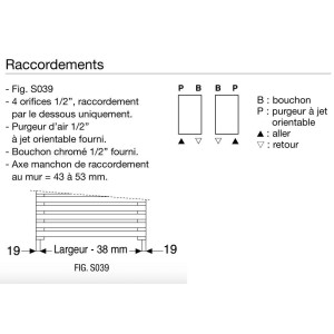 Sèche-serviette ACOVA - CALA eau chaude 378W LN-072-050