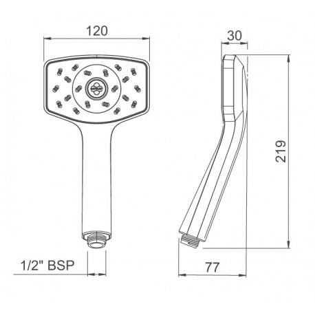 Pommeau de douche KAHA Gris SATINJET - SALGAR 23541