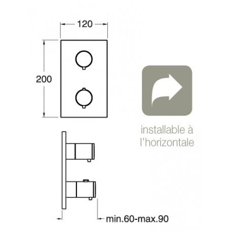 FACADE EXTERNE QUADRI LAITON THERM.  2 SORTIES CHROME NOIR BROSSE - CRISTINA ONDYNA XQ85275