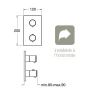 FACADE EXTERNE QUADRI LAITON THERM.  2 SORTIES CHROME NOIR BROSSE - CRISTINA ONDYNA XQ85275