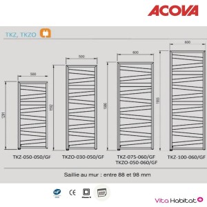 Sèche-serviette ACOVA KAZEANE électrique 300W - TKZO-030-050/GF