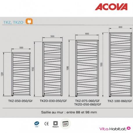 Sèche-serviette ACOVA KAZEANE électrique Chromé 500W - TKZO-050-060/GF
