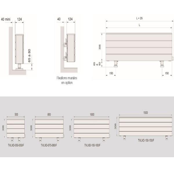 Radiateur Caloporteur FASSANE plinthe electrique Blanc - ACOVA  TCLXD150150