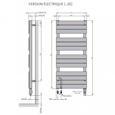 Sèche-serviettes électrique Finimetal - CHORUS BAINS Vertical 1000W FLUIDE - CHO1960EG
