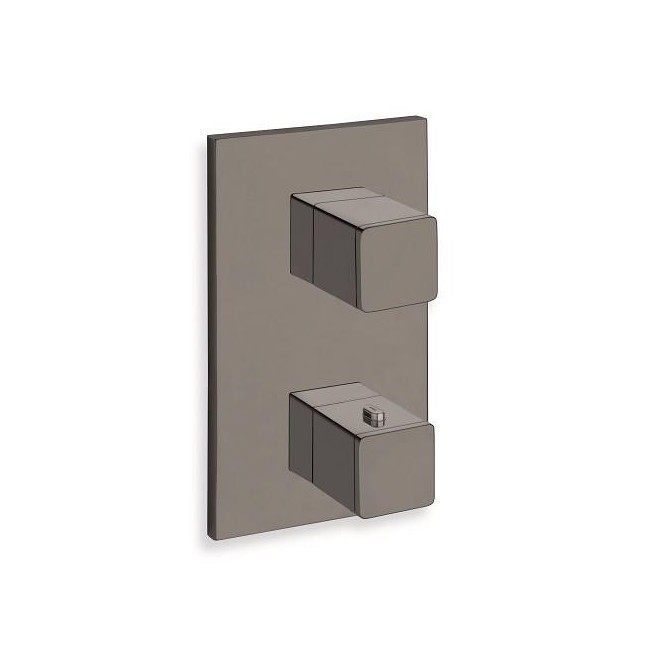 FACADE EXTERNE QUADRI LAITON THERMOSTATIQUE  2 SORTIES CHROME NOIR BR - CRISTINA ONDYNA XQ85272