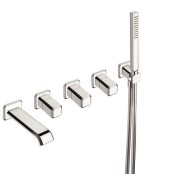 Mélangeur encastré 5 trous pour bain/douche ITALY Chromé et poignée Calacatta brillant - CRISTINA ONDYNA IT16551CC