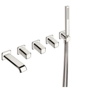 Mélangeur encastré 5 trous pour bain/douche ITALY Chromé et poignée Calacatta brillant + Vidage - CRISTINA ONDYNA IT16551CC