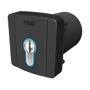 Sélecteur à clé d'extérieur avec rétroéclairage bleu et cylindre serrure DIN. Gris RAL7024 CAME 806SL-0060