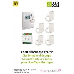 Pack DRIVER 630 CPL/FP - Gestionnaire d’énergie Courant Porteur 3 zones pour chauffage électrique - DELTADORE 6051113
