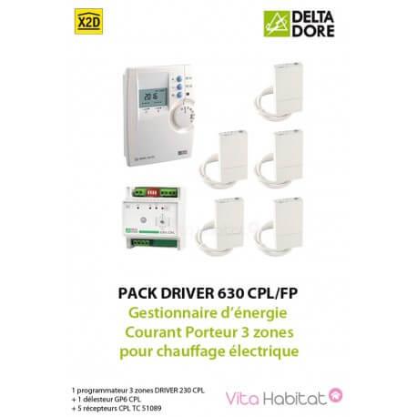 Pack DRIVER 630 CPL/FP - Gestionnaire d’énergie Courant Porteur 3 zones pour chauffage électrique - DELTADORE 6051113