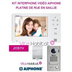 Kit portier Vidéo AIPHONE JOS1V - Ecran 7'' - Platine de rue en saillie - 130400