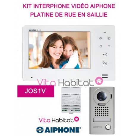 Kit portier Vidéo AIPHONE JOS1V - Ecran 7'' - Platine de rue en saillie - 130400