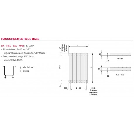 Radiateur chauffage central ACOVA - FASSANE Vertical double 2024W HXD-220-059