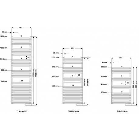 Sèche-serviette ACOVA - CALA électrique   750W TLN-075-050-TF
