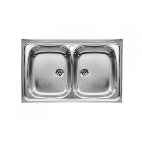 Evier inox 2 bacs pour installation sur meuble de 500 mm - ROCA A870420803
