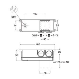 Box universelle 2 ou 3 sorties Droite pour robinetterie encastrée - CRISTINA ONDYNA CS20000