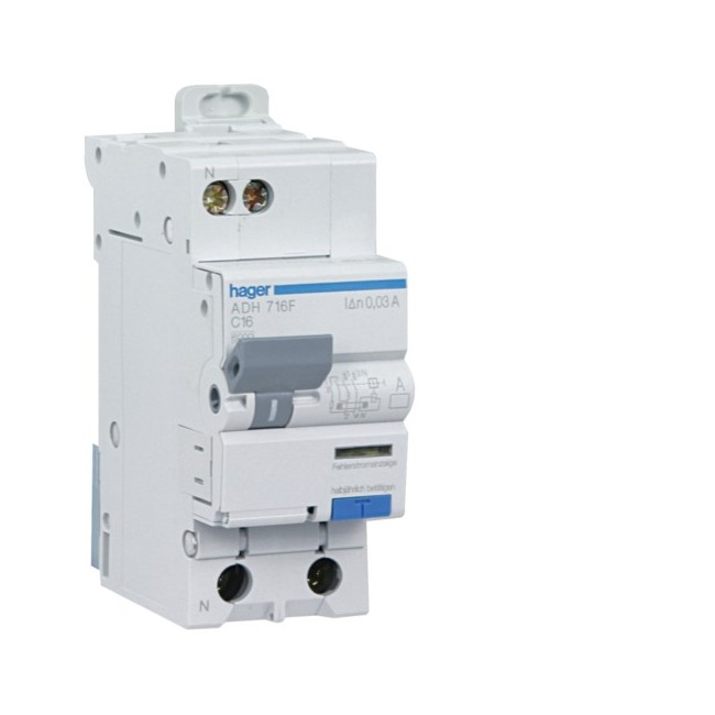 DD 1P+N 3kA C-16A 30mA HI - DISJ. DIFF.PH-N  HAGER ADH716F