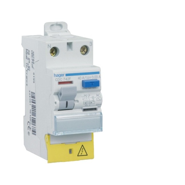 ID 2P 40A 30mA AC borne déc. - INTER DIFF BIPOLAIR  HAGER CDC742F