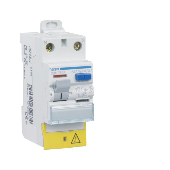 ID 2P 63A 30mA AC borne déc. - INTER DIFF BIPOLAIR  HAGER CDC764F