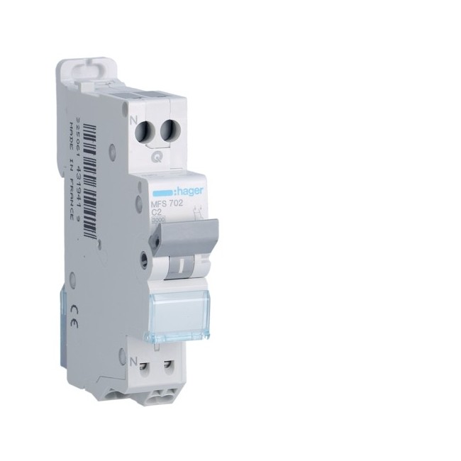 Disj. 1P+N 3kA C2A SanVis 1M - DISJONCTEURS PH+N  HAGER MFS702