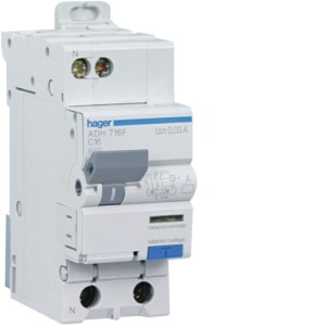 DD 1P+N 3kA C-16A 30mA HI - DISJ. DIFF.PH-N  HAGER ADH716F