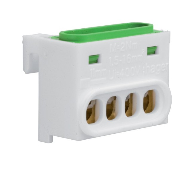 Bornier T 4 racc. IP2X - COFFRET DISTRIBUTION  HAGER GZ04E