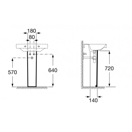 Colonne pour lavabo en porcelaine Debba - ROCA A335990000