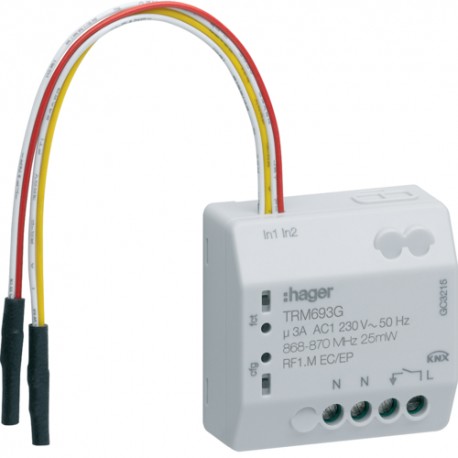 1 sortie 230V + 2E KNX radio - TEBIS HAGER TRM693G