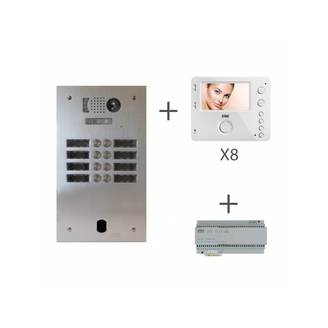 Kit video alu 2r 8 bp 2 voice programmé - URMET KV83/208