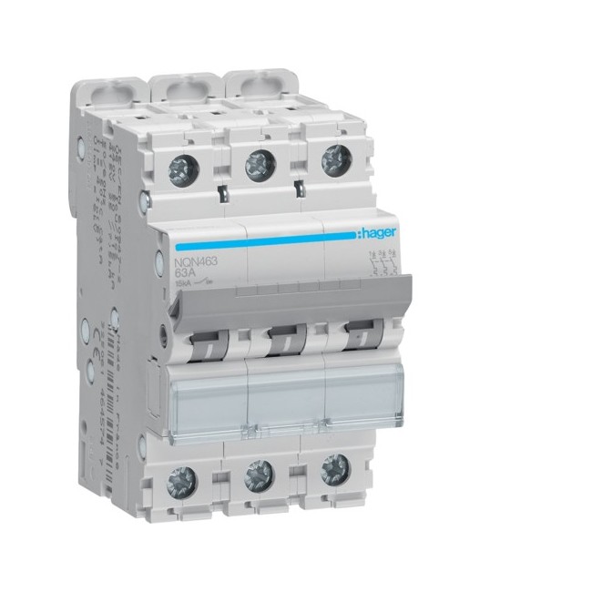 Disj.4P 15kA B-63A 4m - DISJONCTEURS MULTI.  HAGER NQN463