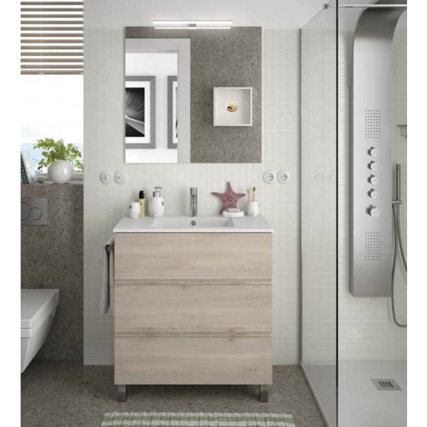 Meuble De Salle De Bain 3 Tiroirs Fussion Line 800 Chene Naturel Salgar 23268 Vita Habitat