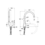 Mitigeur évier à bec haut rabattable Chromé L20  - ROCA A5A8209C00