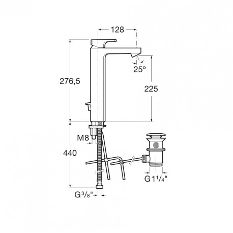 L90 Mitigeur Lavabo Bec Haut Avec Vid Auto Cold Start - A5A3G01C00 ROCA